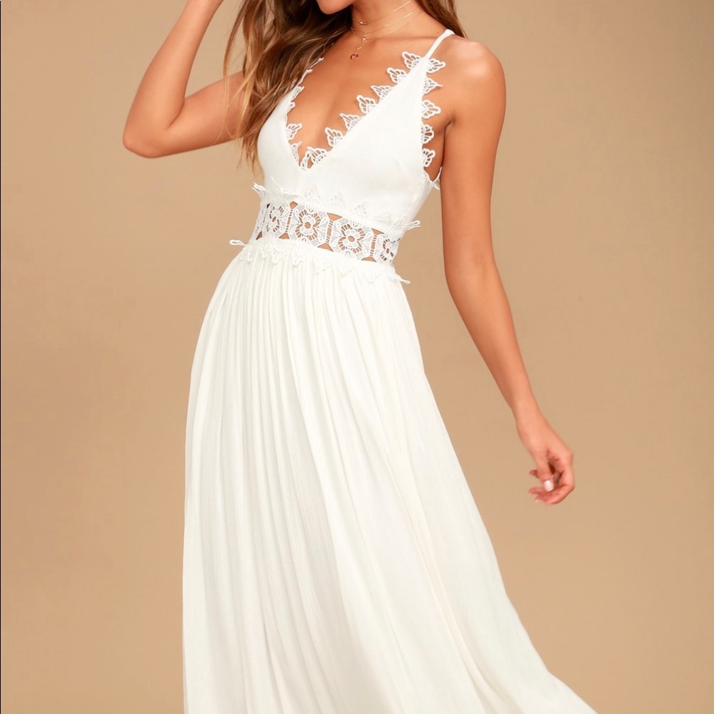 White maxi with lace cut outs